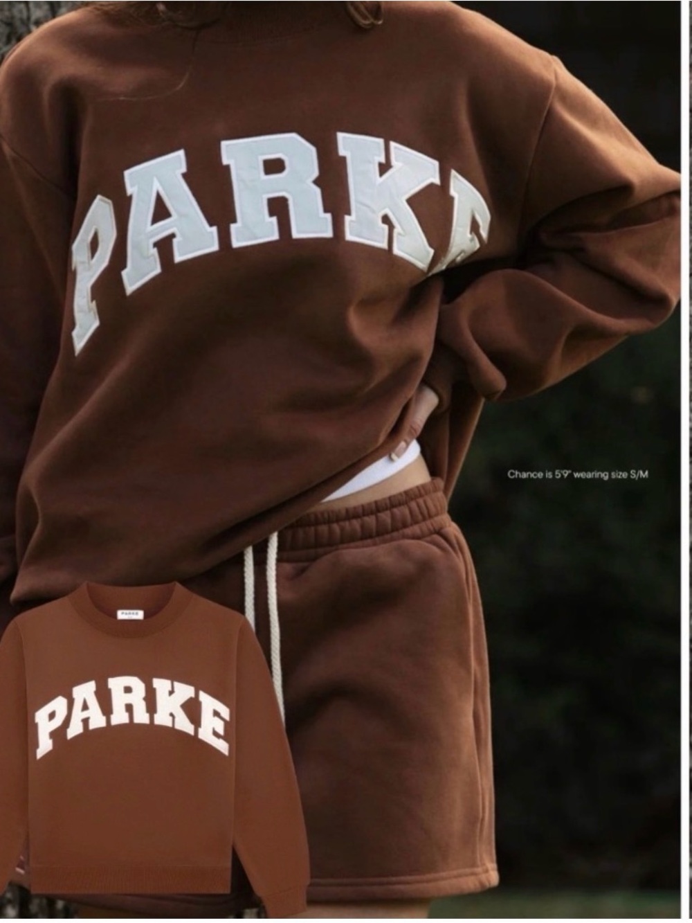PARKÉ Women's Crewneck Sweater in Brown